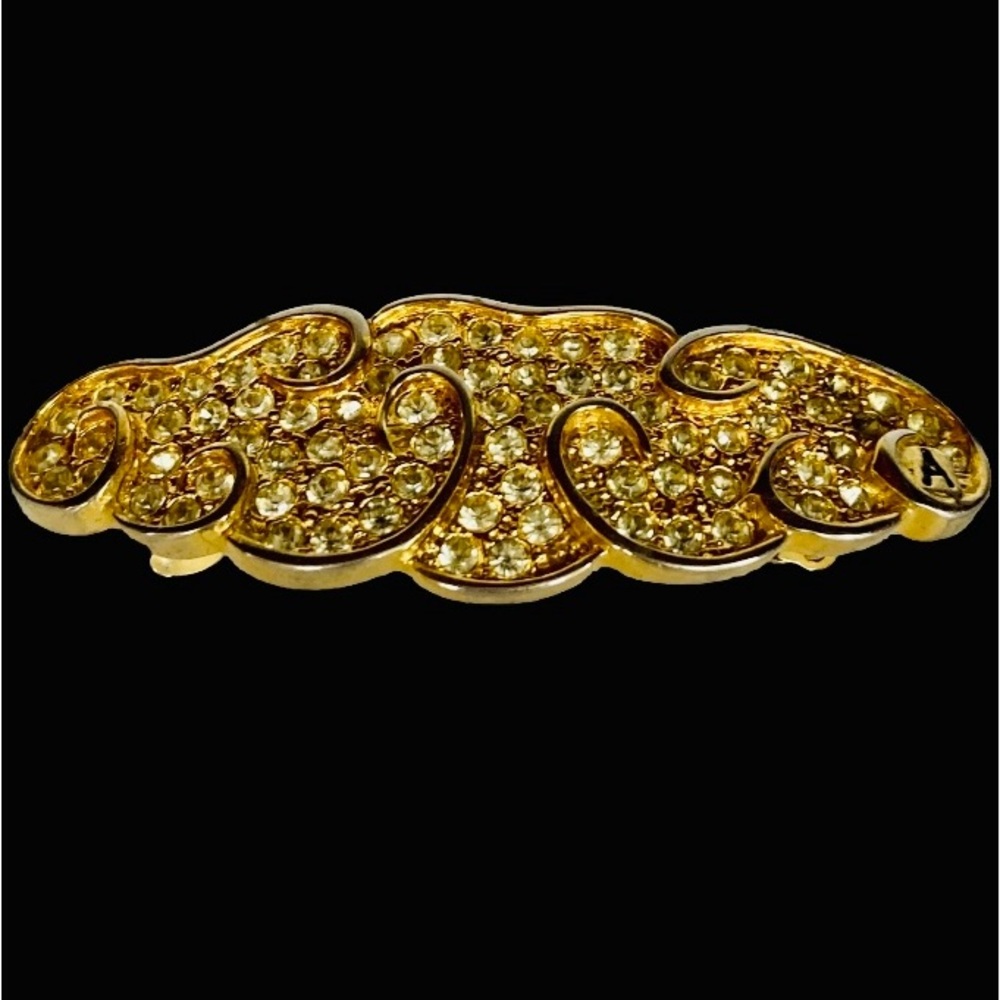 Gold-Tone~Rhinestone Crystals Metal Hair Clip Barrette Bling Gorgeous Accessory!